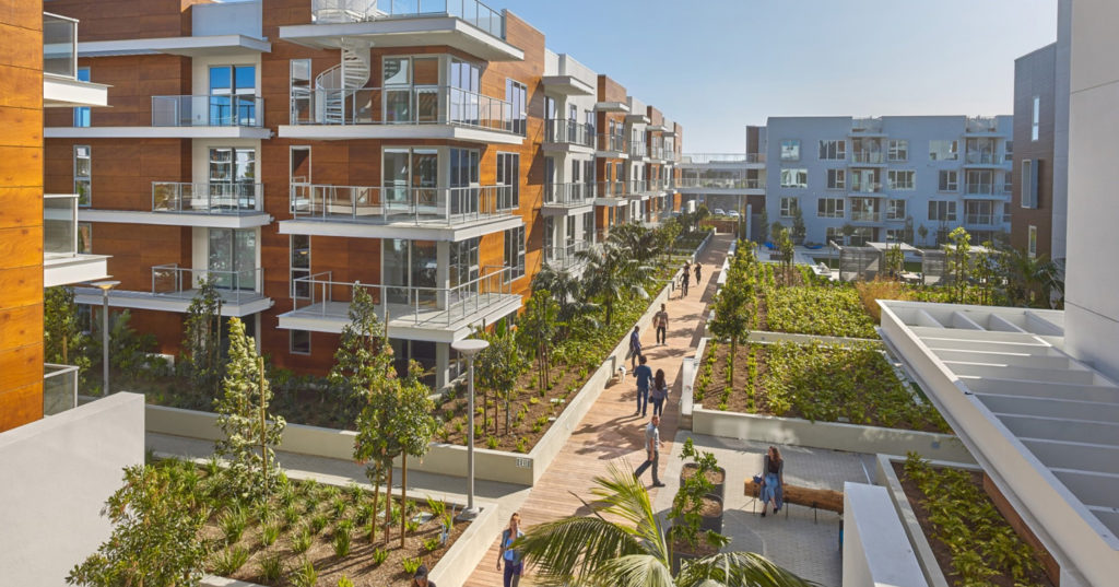 Public space at the Residences at Pacific City